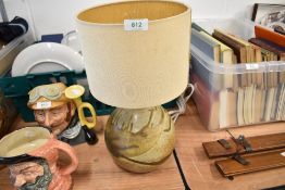 A studio pottery lamp base in a Scottish style