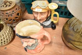 Two Royal Doulton character jugs including Falstaff and Veteran Motorist