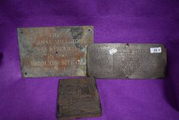 An antique copper printing block of agricultural or engineering parts interest sold with a copper