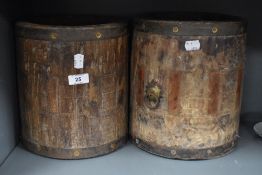 A pair of one piece carved wood ethnic tribal style buckets or planters