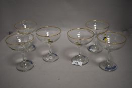 A set of six mid century Babycham cocktail glasses
