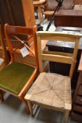 A chapel style chair, numbered 29 and a reproduction Regency style yew wood chair