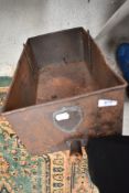A Bee related metal trough, possibly honey collector, badge reads 'EH Taylor, Bee Appliance