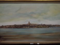 Ralph A Stephen (Scottish 1924-2016) oil on canvas, a view of Montrose, signed lower right, within a