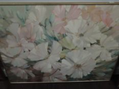 Mike Iggins (South African 20th century) a large oil on canvas laid down on masonite panel, floral