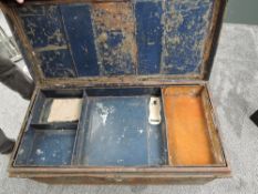 A large metal Trunk with internal tray size 86cm x 42cm x 37cm deep