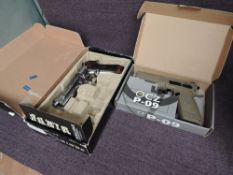 A Defcon Airsoft Samurai Edge Standard Virus Air Pistol and a CZ P-09 .22 Gas Blow Back Pistol, both