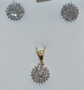 A pair of diamond cluster stud earrings, each having 37 brilliant cut diamonds in claw set 9ct white