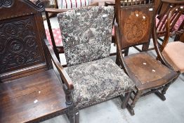 A mahogany framed upholstered dining chair