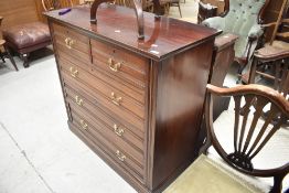 A 19th Century mahogany chest of two over three drawers having later brass drop handles