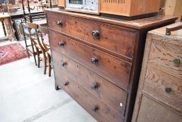 A 19th Century chest of four long drawers, possibly Cedarwood, width approx. 123cm
