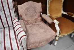 A Victorian stained frame open armchair