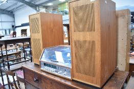A vintage Dynatron table top radiogram, SRX 25, including pair speakers