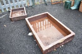 Two salt glazed shallow sinks/throughs