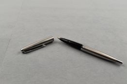 A Parker 45 Flighter CT fountain pen in brushed metal. Approx 13.5cm