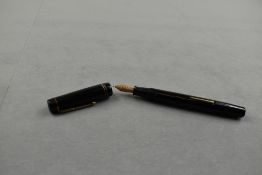 A Stephens 270 leverfill fountain pen in black with two narrow bands to the cap having a Stephens