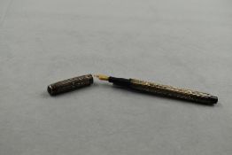 An un-named HM silver eyedropper fountain pen. AF with slight split to the cap. Approx 13.4cm