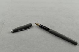 A Cross cartridge/converter fountain pen in grey having Cross M nib. Approx 13.5cm