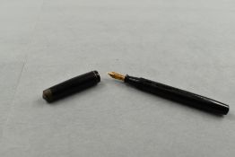 A Summit S125 leverfill fountain pen in black with single band to the cap having Summit 14ct nib.