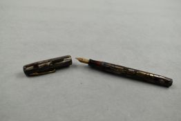 A Waterman 52A leverfill fountain pen red/grey/black with single narrow band to the cap having