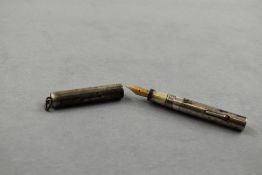 A Wahl leverfill silver fountain pen with ring cap having Eversharp 2 nib. Approx 95cm