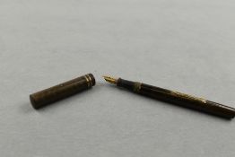 A Watermans Ideal leverfill fountain pen in BHR (discoloured) two narrow bands to clipless cap