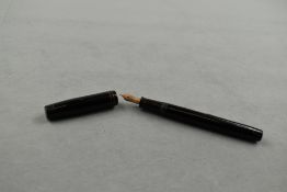 A De La Rue 1332 leverfill fountain pen in black having two narrow bands to clipless cap with