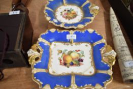 Two Davenport (Longport Staffordshire) hand-decorated porcelain dessert dishes, with central hand-