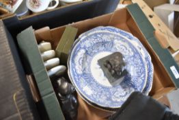 A selection of mixed items and ceramics including blue and white wares