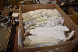 A mixed selection of vintage and retro textiles including tea towel, pillow cases and more.