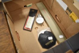 A selection of measuring and marking devices including Ashcroft thickness gauge and circular slide