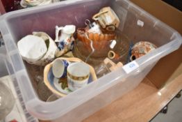 A selection of mixed items and ceramics including carnival glass