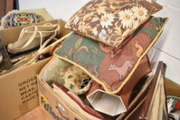 A selection of mixed items and soft furnishings