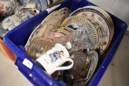 A selection of mixed items and ceramics including Rupert bear plates