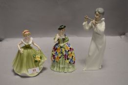 Three modern figures including Miquel Requena angel with flute