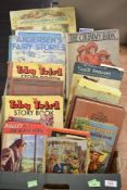 A selection of childrens annuals and story books including Biggles, Fairy stories and Arthur