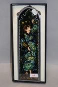 A modern hand painted stained glass window pane, Christ Church Oxford Spes Hope 30cm long approx