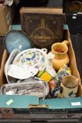 A selection of ceramics including Belleek vase and Doulton Lambeth etc