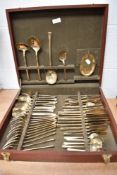 A cased set of mid century styled brass cutlery
