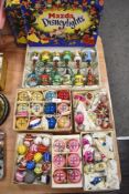 A good selection of vintage mid century glass blown Christmas baubles and boxed set of Disney