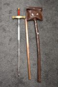 A modern reproduction long sword for role play etc with sheath