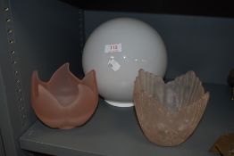 Three Art Deco glass light or lamp shades