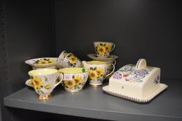An Old Royal Bone China tea service with a Poole pottery cheese dish & cover