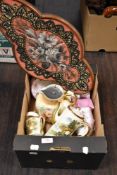 A selection of ceramics including Sunderland lustre tea cups and saucers