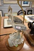 A modern figural lamp base modelled with two stalks