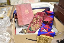 A selection of Masonic regalia including tabard etc