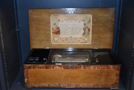 A Victorian music box or Carillons A Musique having barrel tube mechanism with multiple selector