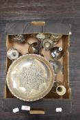 A selection of silver plated wares including footed tazza and WMF Germany vase