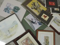 (20th century), a print, seals, 15 x 20cm, mounted framed and glazed, and a selection of dec