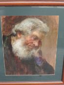 (19th century), an oil painting, old man's head, 50 x 40cm, framed, 72 x 62cm